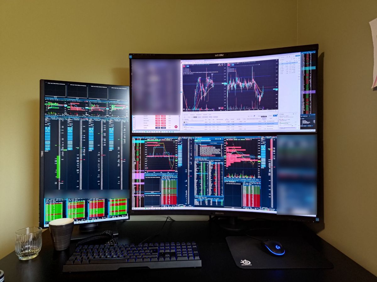 Min tradingsetup: tre skärmar med Infront och TradingView
